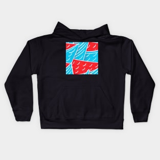 Abstract nautical seamless pattern in blue and red Kids Hoodie